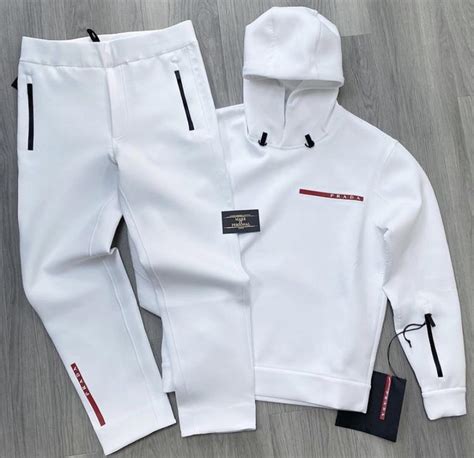 prada tracksuit white|Prada tracksuit men's uk.